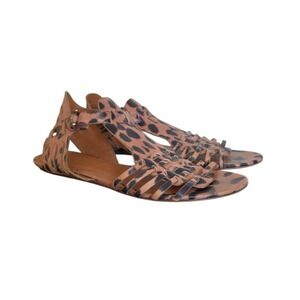 Givenchy Leopard Animal Print Leather Boho Maximalist Gladiator Sandals sz 9.5